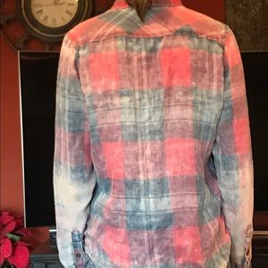 Red and blue vintage-looking flannel
